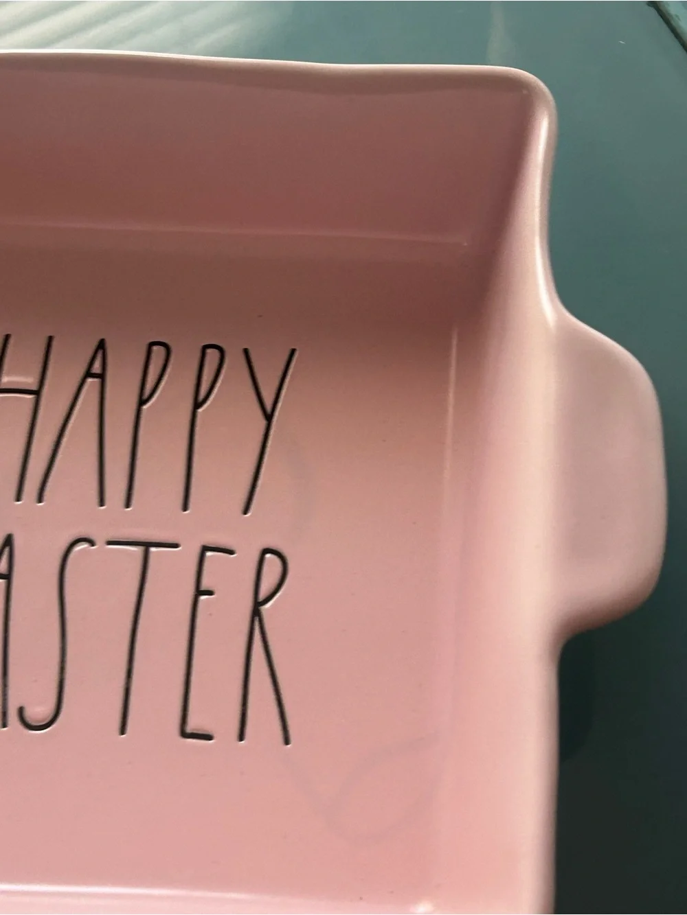 Rae Dunn HAPPY EASTER Pink Ceramic Baking Dish Rare Artisan Collection Magenta